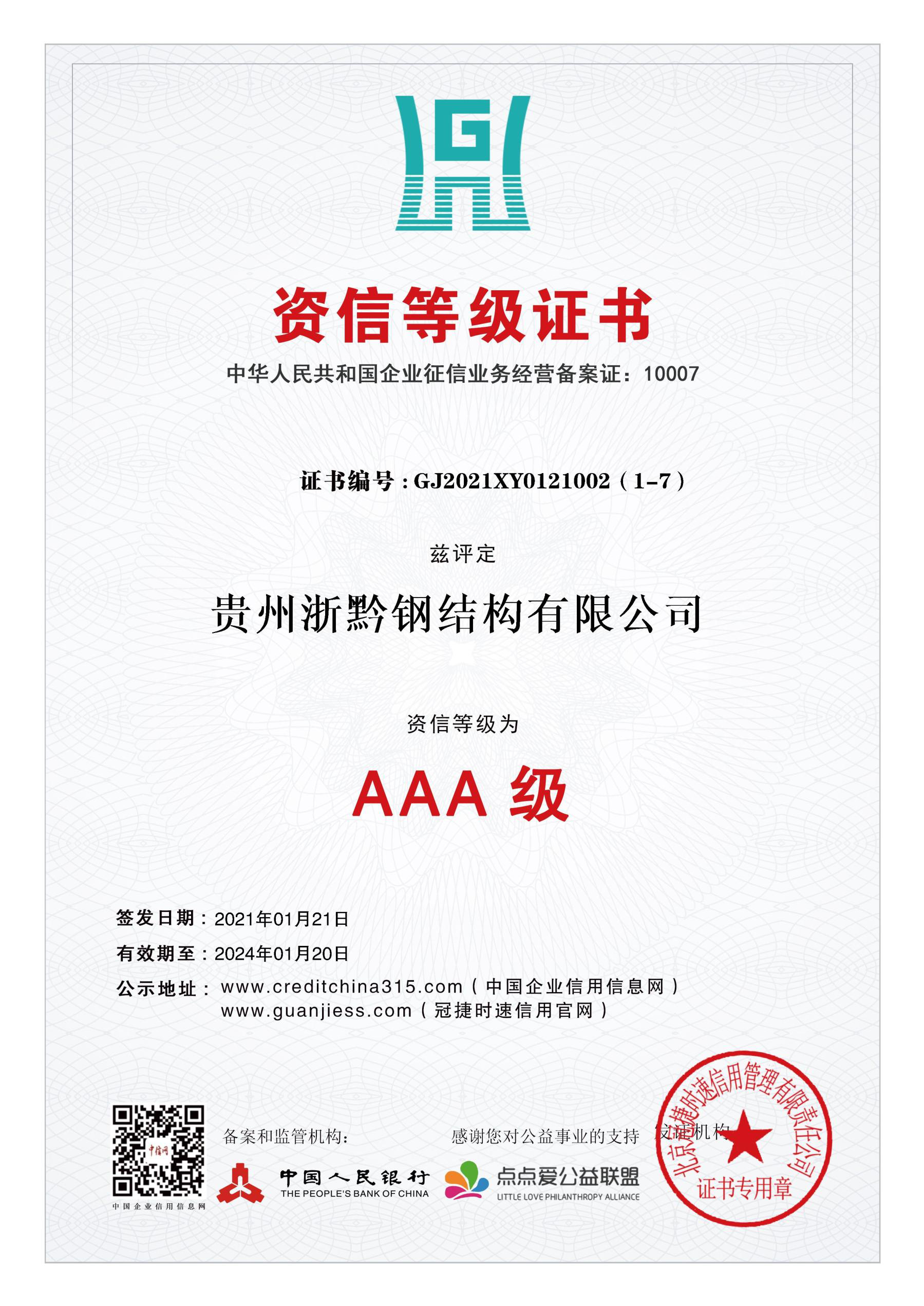 资信等级证书